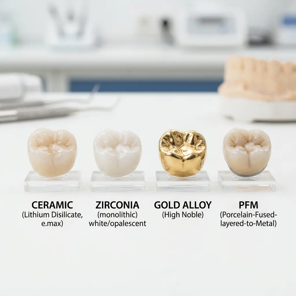Different types of dental crowns comparison