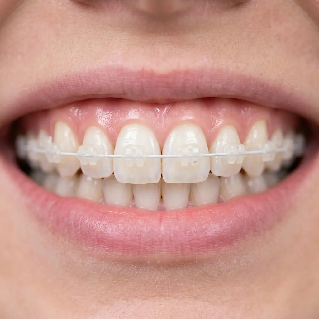 Close up of Ceramic Braces